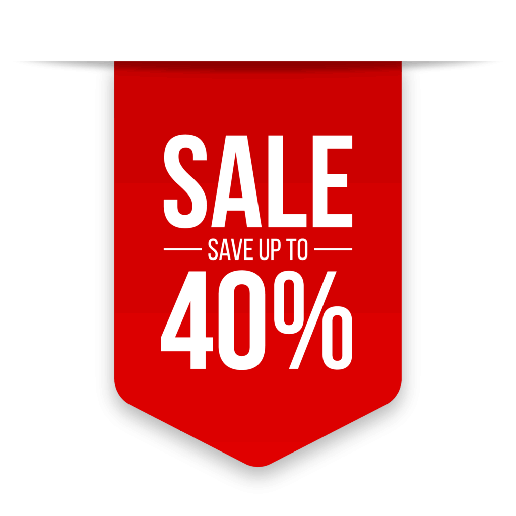 SAVE Up To 40 Off Red Banner.